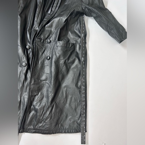 Vintage 80’s Maurices Leather Trench Coat Women's Unisex Size XL Black - Picture 14 of 14